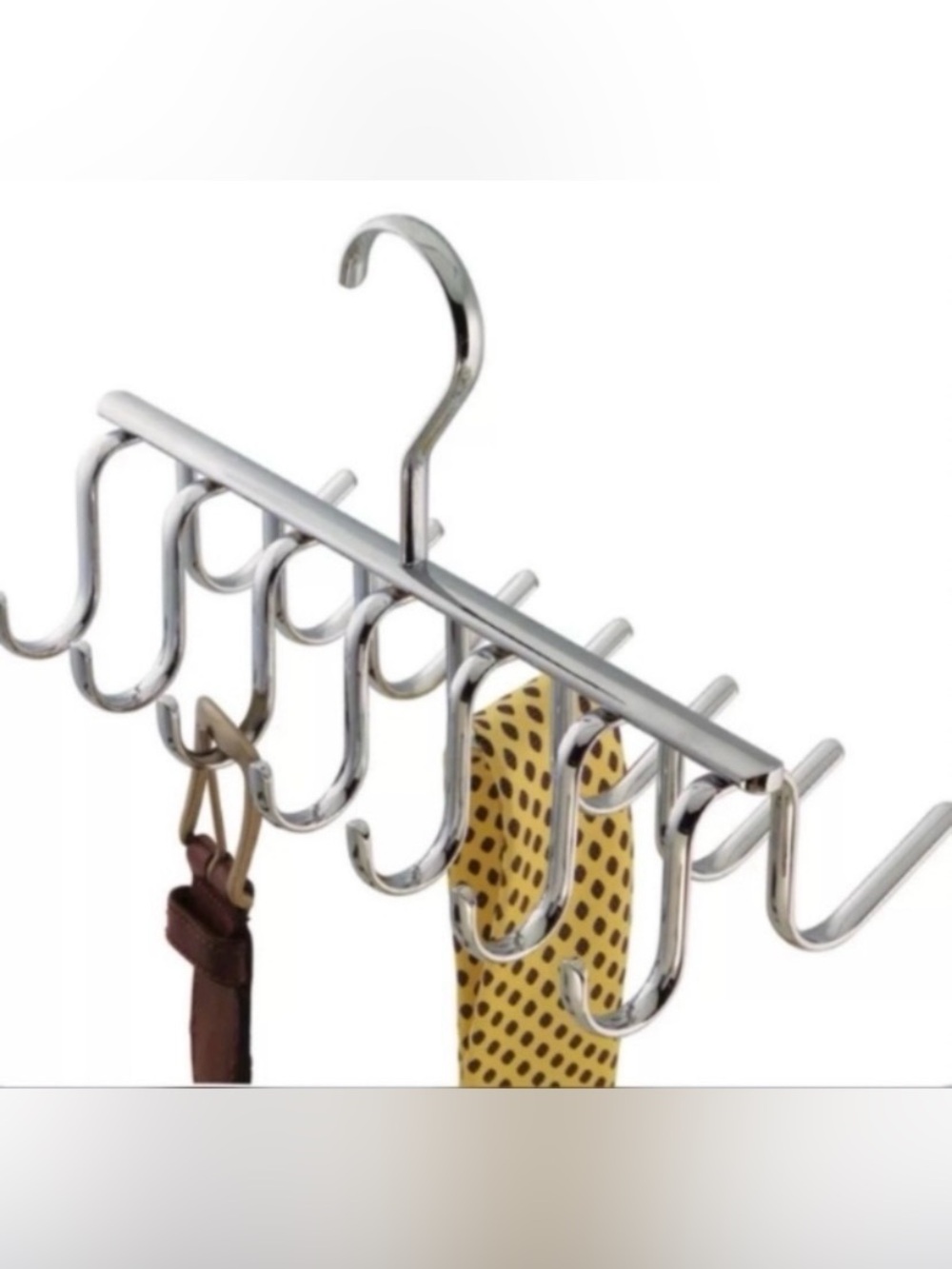 Metal Multi-Hook Jewelry Scarf Tie and Belt Organizer - Chrome